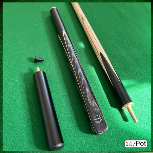 57" Grey & Black 3/4 Jointed 9.5mm Elk Tip English Snooker/Pool Cue