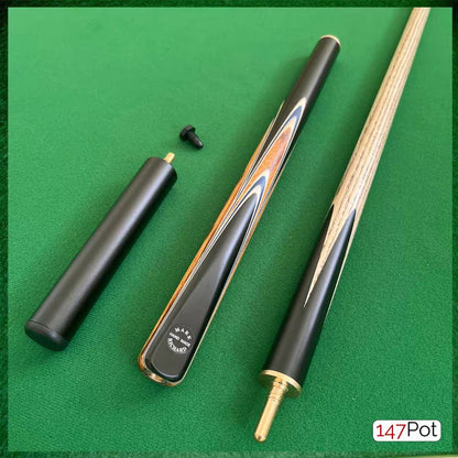 58" ¾ Jointed Handmade Ash 9.5mm Tip Snooker/Pool Cue - Golden Brown & Blue
