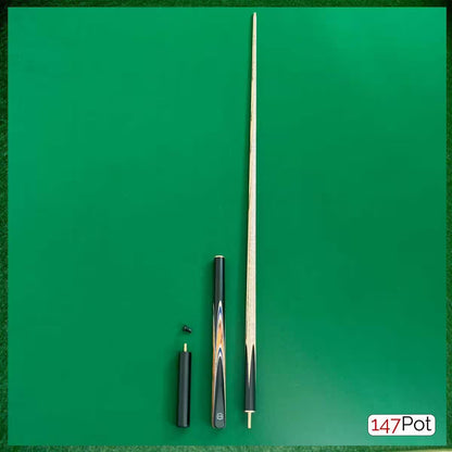 58" ¾ Jointed Handmade Ash 9.5mm Tip Snooker/Pool Cue - Golden Brown & Blue