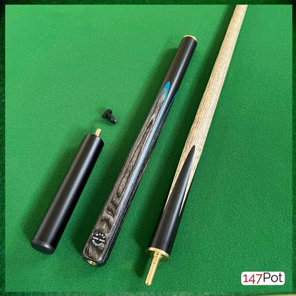 58" ¾ Jointed English Ash Snooker/Pool Cue - Black, Blue Smokey Grey
