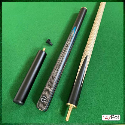 58" ¾ Jointed English Ash Snooker/Pool Cue - Black, Blue Smokey Grey