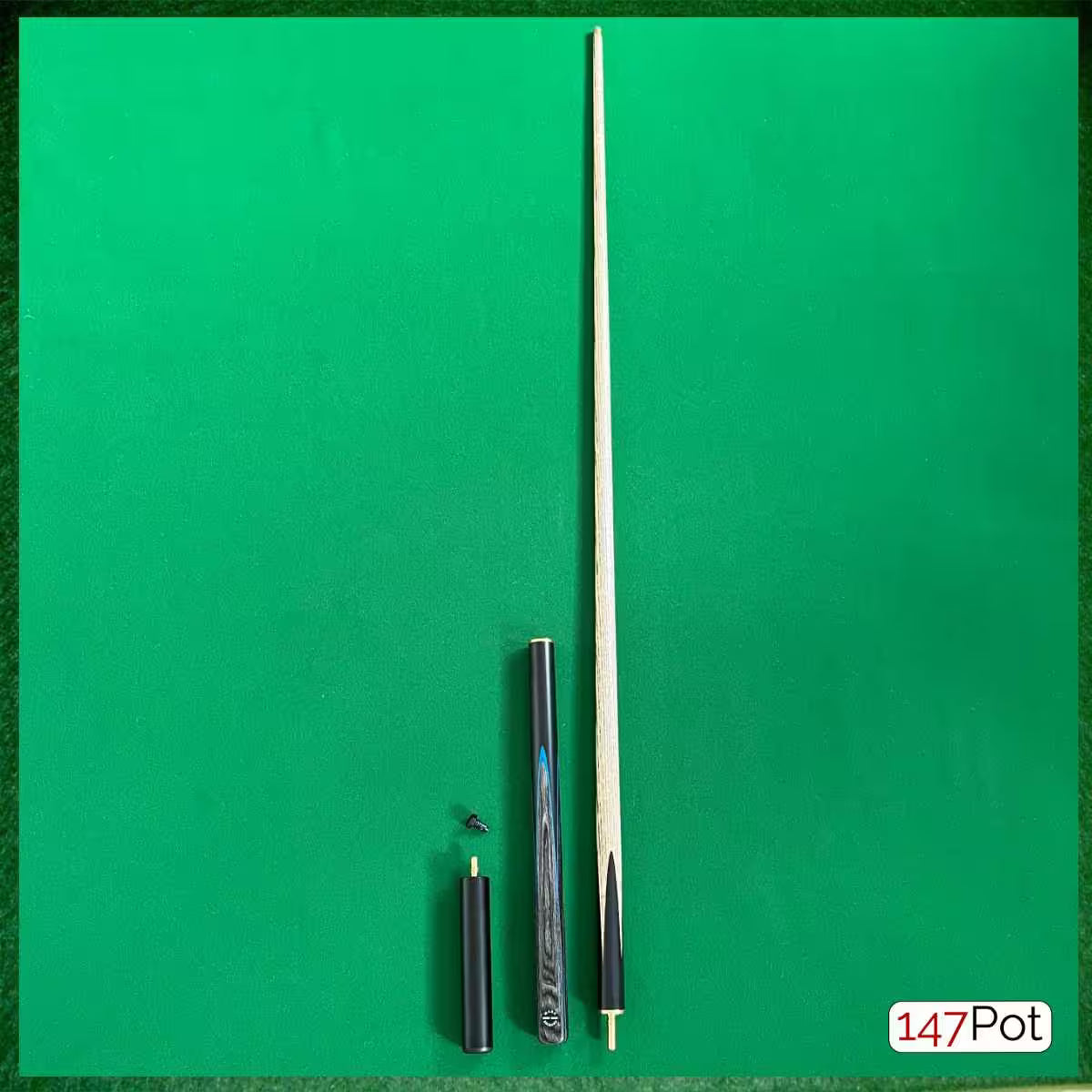 58" ¾ Jointed English Ash Snooker/Pool Cue - Black, Blue Smokey Grey
