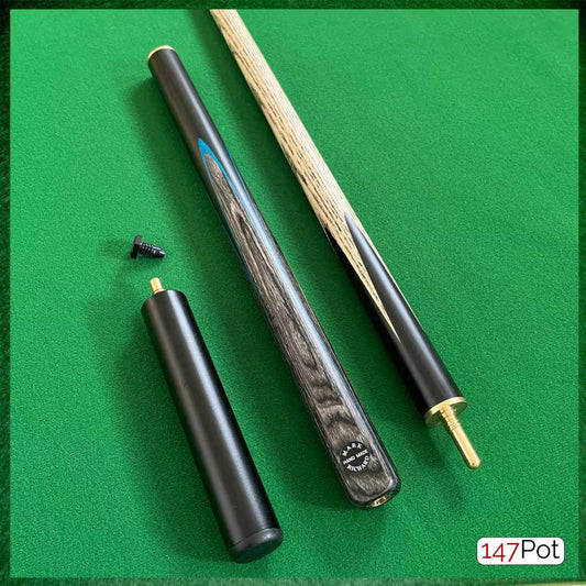 57" ¾ Jointed English Ash Snooker/Pool Cue - Black, Blue Smokey Grey