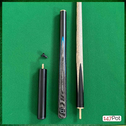 58" ¾ Jointed English Ash Snooker/Pool Cue - Black, Blue Smokey Grey