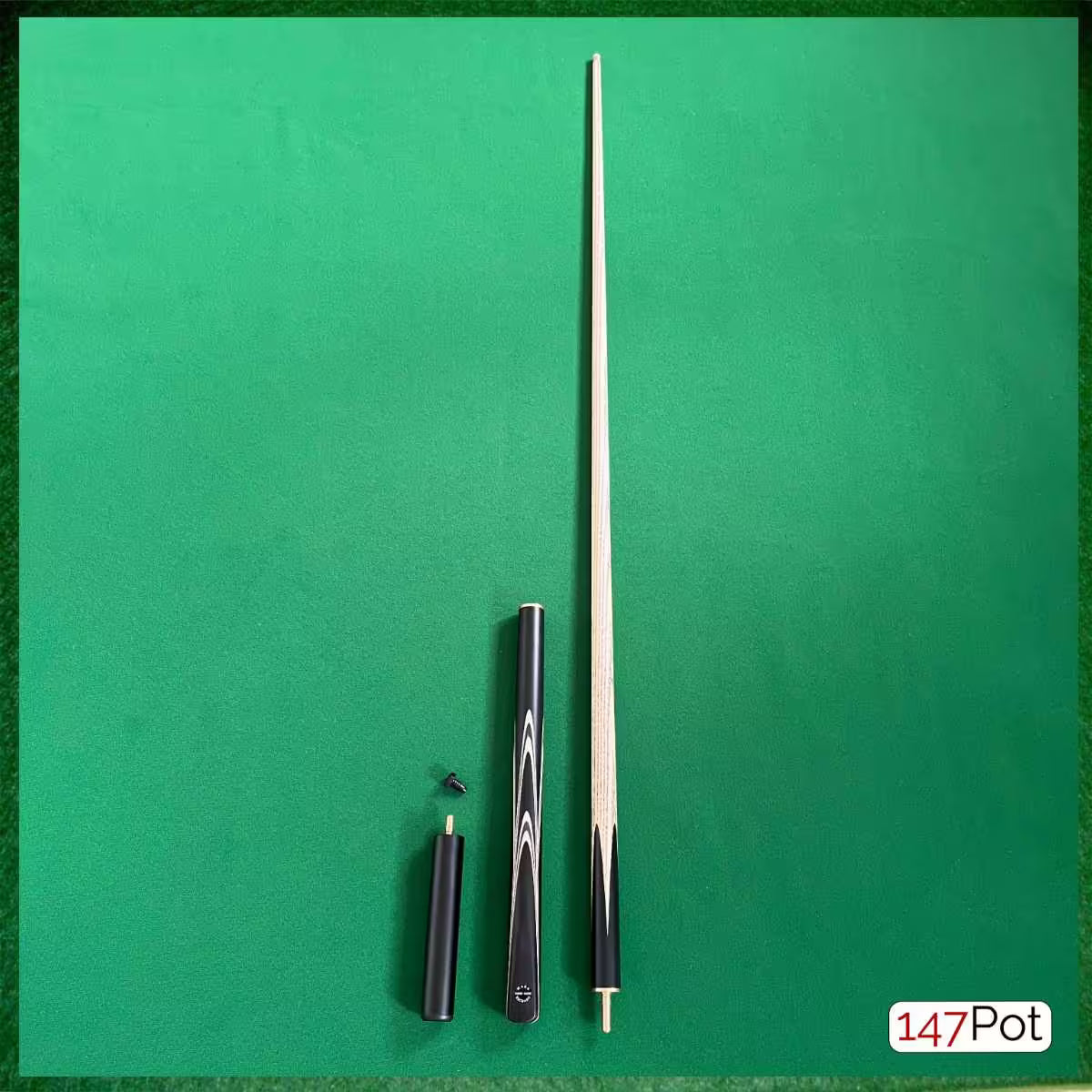 58" ¾ Jointed Handmade Ash 9.5mm Tip Snooker/Pool Cue - Premium Ebony White