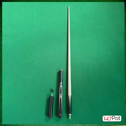 58" ¾ Jointed Handmade Ash 9.5mm Tip Snooker/Pool Cue - Premium Ebony White