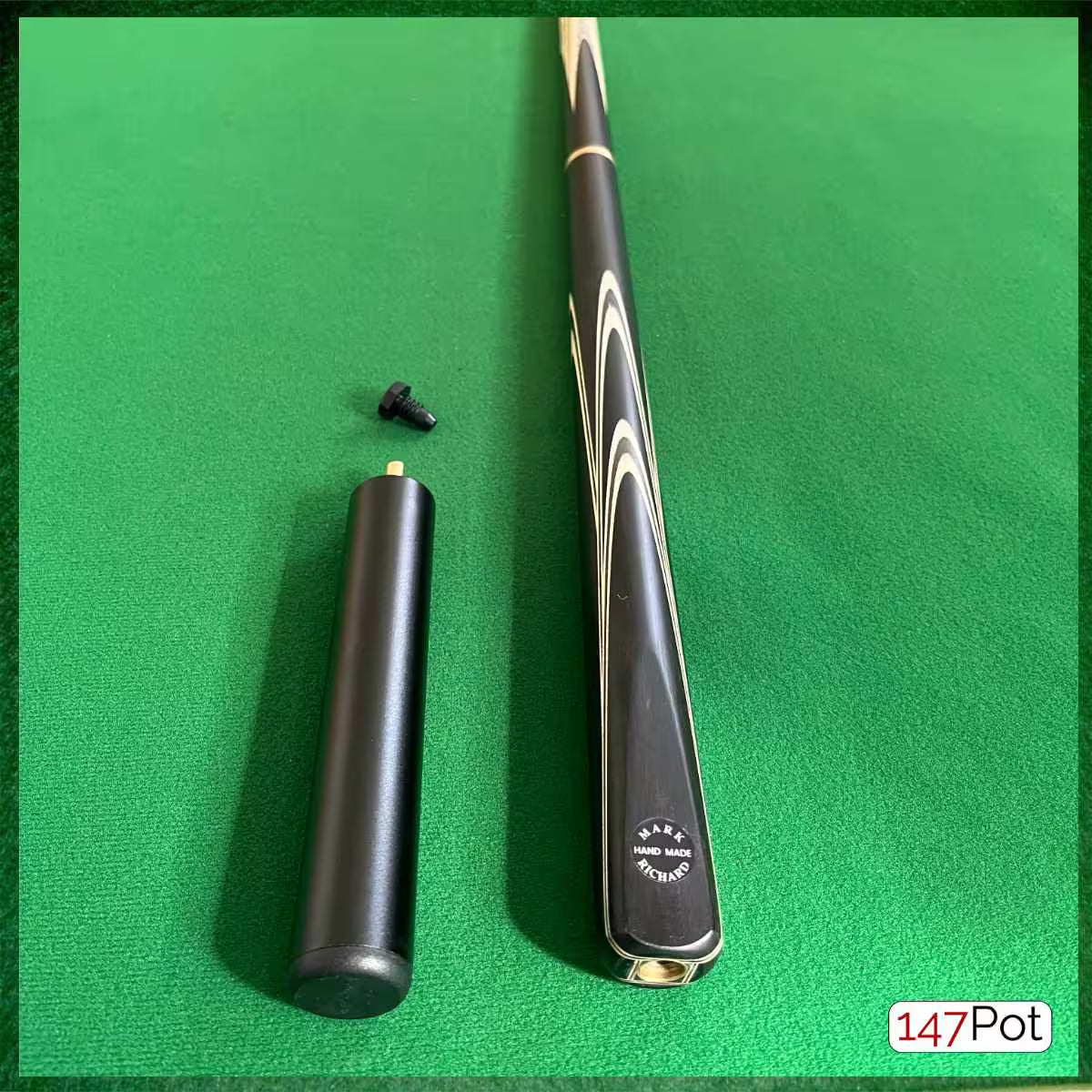 58" ¾ Jointed Handmade Ash 9.5mm Tip Snooker/Pool Cue - Premium Ebony White
