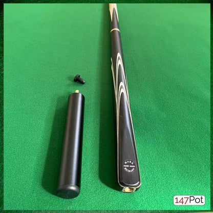 58" ¾ Jointed Handmade Ash 9.5mm Tip Snooker/Pool Cue - Premium Ebony White