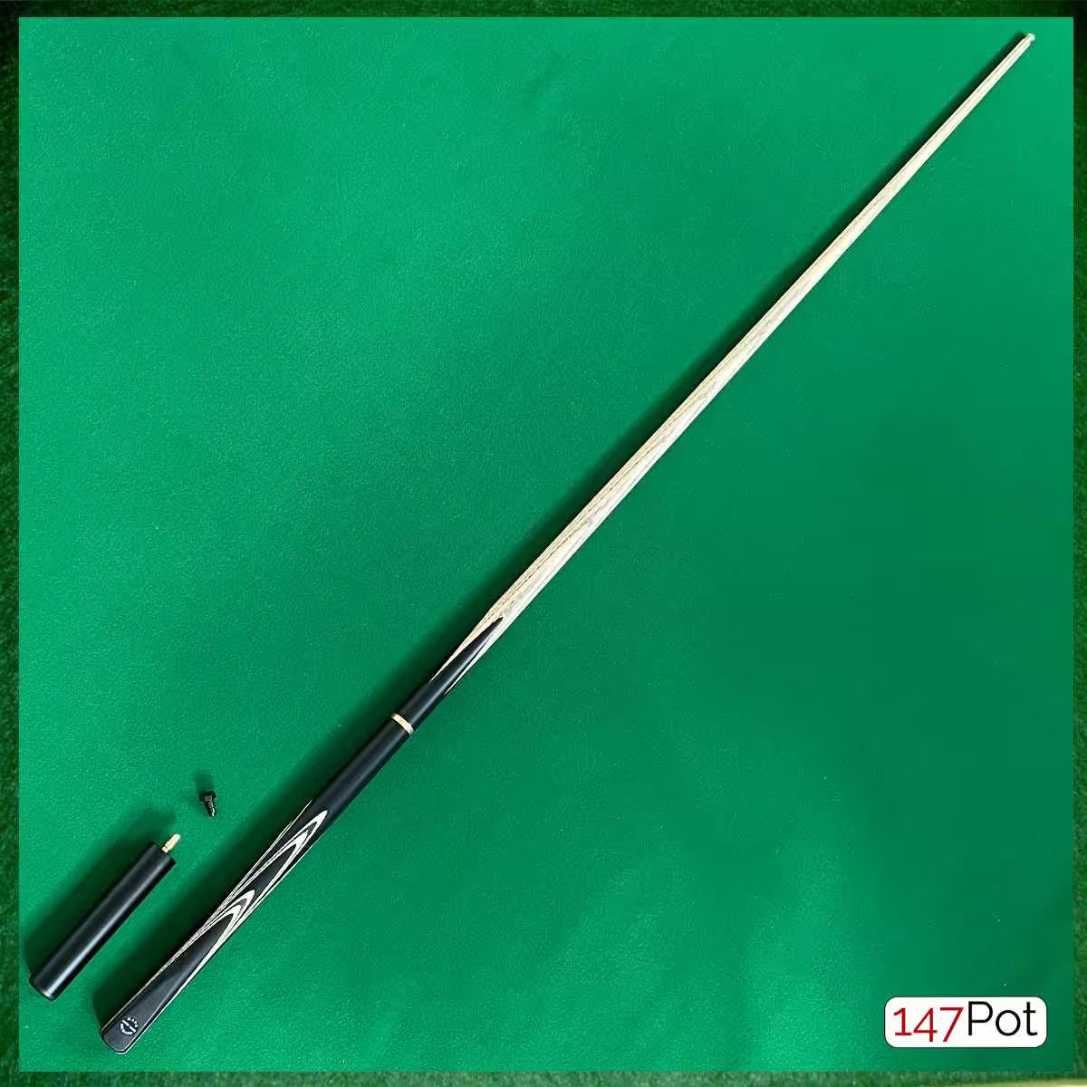 58" ¾ Jointed Handmade Ash 9.5mm Tip Snooker/Pool Cue - Premium Ebony White