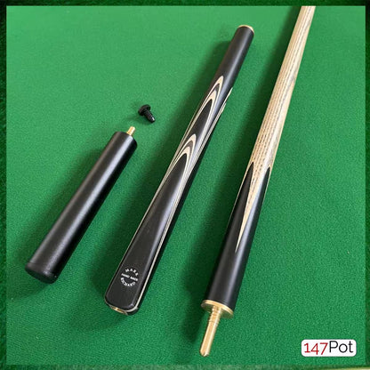58" ¾ Jointed Handmade Ash 9.5mm Tip Snooker/Pool Cue - Premium Ebony White