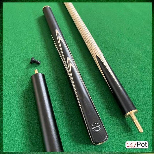 58" ¾ Jointed Handmade Ash 9.5mm Tip Snooker/Pool Cue - Premium Ebony White