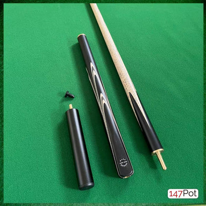 58" ¾ Jointed Handmade Ash 9.5mm Tip Snooker/Pool Cue - Premium Ebony White