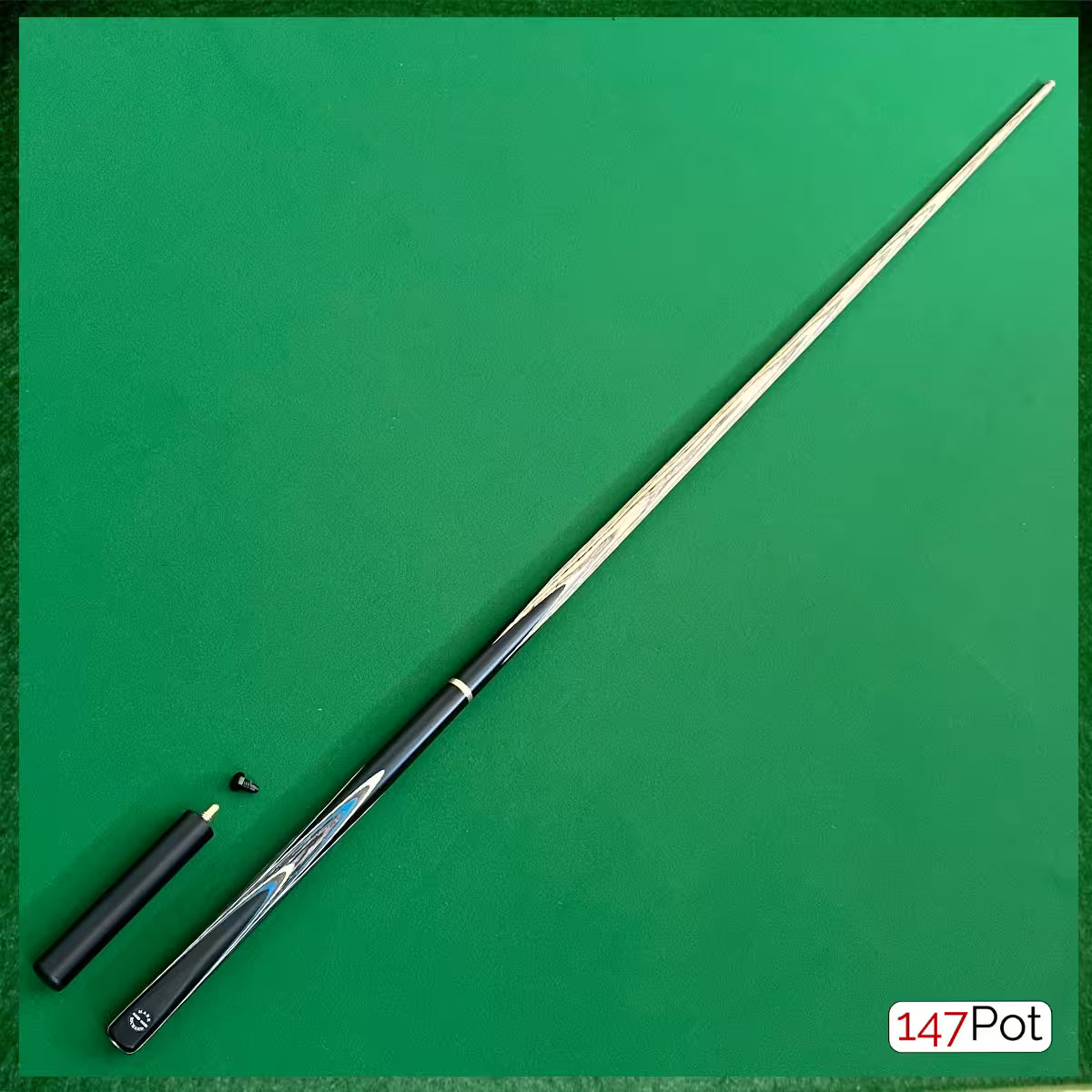 58 Inch ¾ Joint Handmade Ash 9.5mm Tip Snooker/Pool Cue - Blue & White Arrows