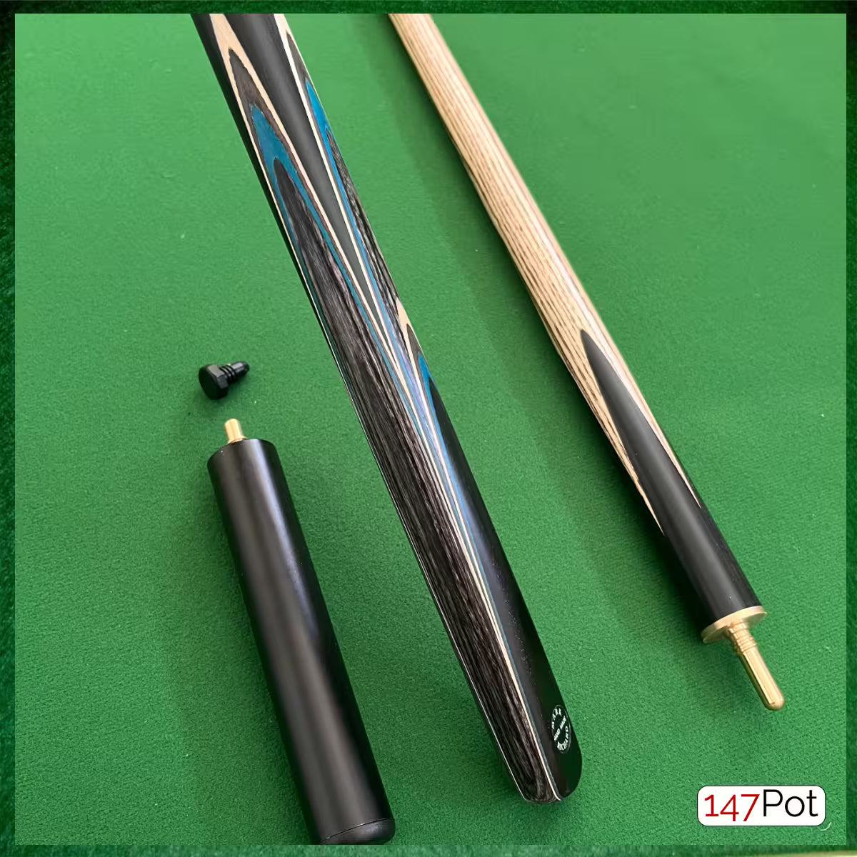 58 Inch ¾ Joint Handmade Ash 9.5mm Tip Snooker/Pool Cue - Blue & White Arrows