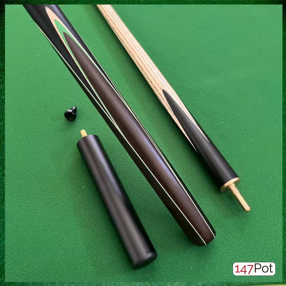 58 Inch ¾ Joint Handmade Ash 9.5mm Tip Snooker/Pool Cue - Green & White Arrows