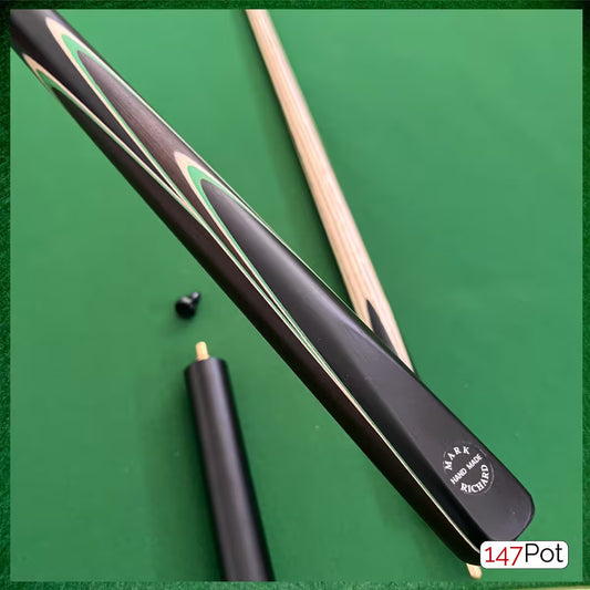 58 Inch ¾ Joint Handmade Ash 9.5mm Tip Snooker/Pool Cue - Green & White Arrows