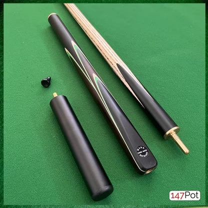 58 Inch ¾ Joint Handmade Ash 9.5mm Tip Snooker/Pool Cue - Green & White Arrows