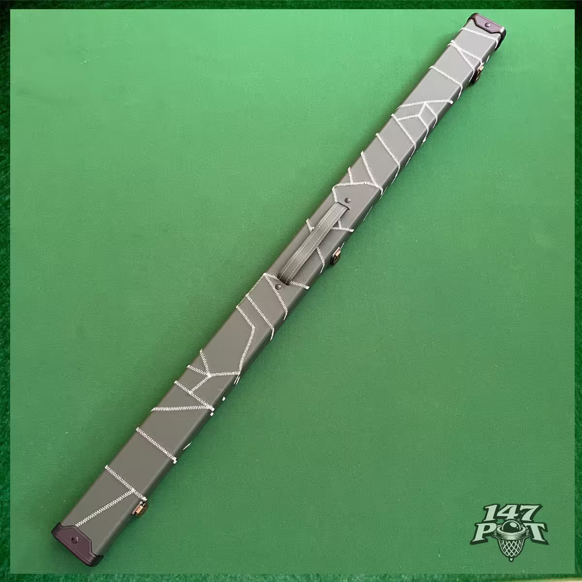 Green & White Laced Leatherette 3/4 Length 57/58" Snooker/Pool Cue Case :: Max 117cm Shaft