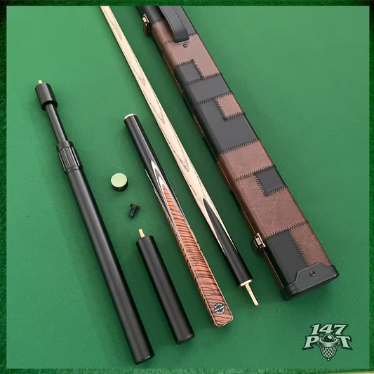 58" Snooker/Pool Cue + Case + 2x Extensions Bundle :: Premium Dark Tan Style