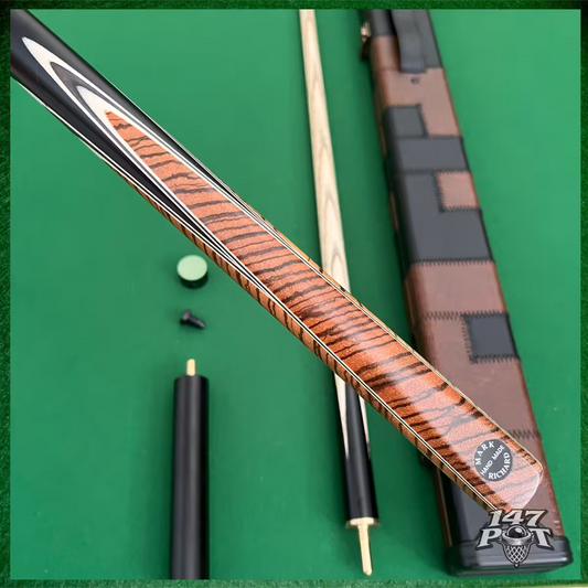 58" Snooker/Pool Cue + Case + 2x Extensions Bundle :: Premium Dark Tan Style