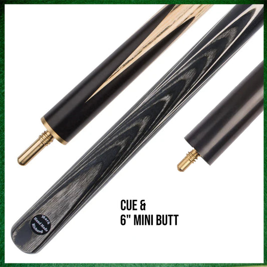 57" Grey & Black 3/4 Jointed 9.5mm Elk Tip English Snooker/Pool Cue