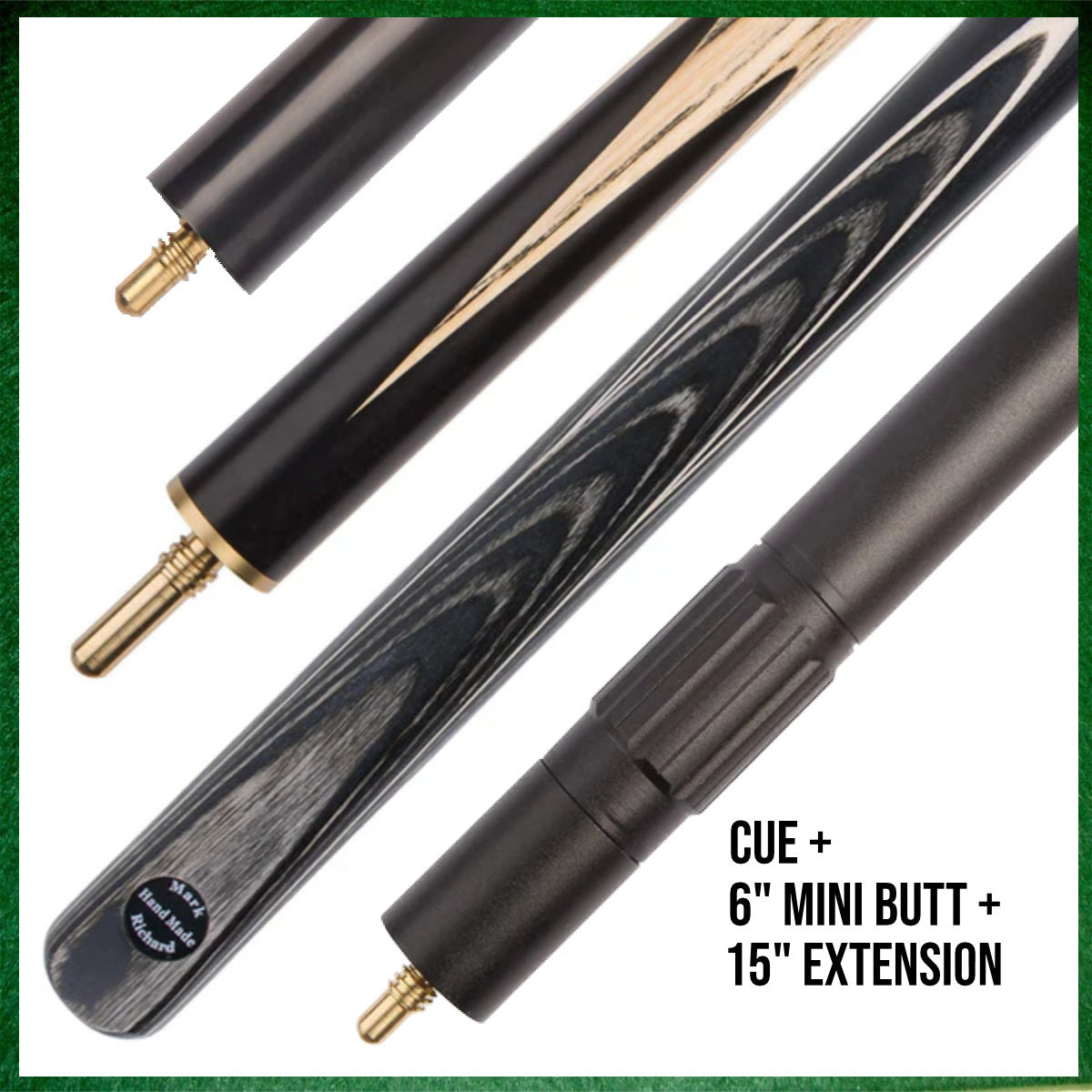 57" Grey & Black 3/4 Jointed 9.5mm Elk Tip English Snooker/Pool Cue