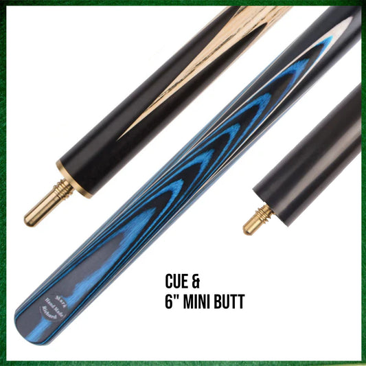 57" Bright Blue 3/4 Jointed 9.5mm Elk Tip English Snooker/Pool Cue
