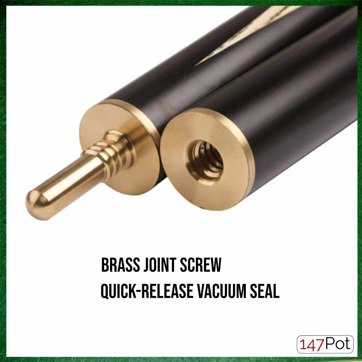 57" Ebony & Burl with Navy Inlay 3/4 Jointed 9.5mm Elk Master Tip Snooker Cue