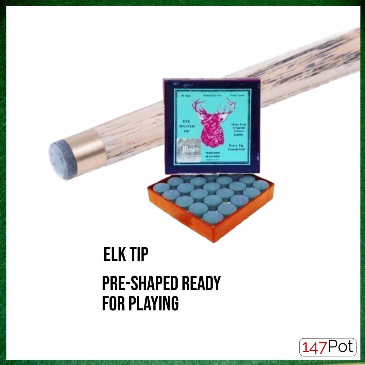 57" Ebony & Burl with Navy Inlay 3/4 Jointed 9.5mm Elk Master Tip Snooker Cue