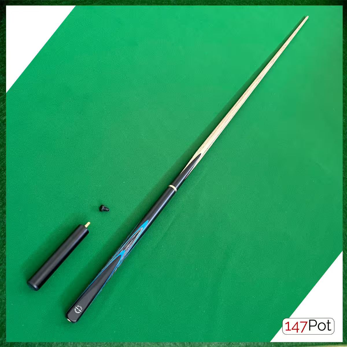 58" Blue Maple Veneer 3/4 Joint Elk Master 9.5mm Tip Snooker/Pool Cue