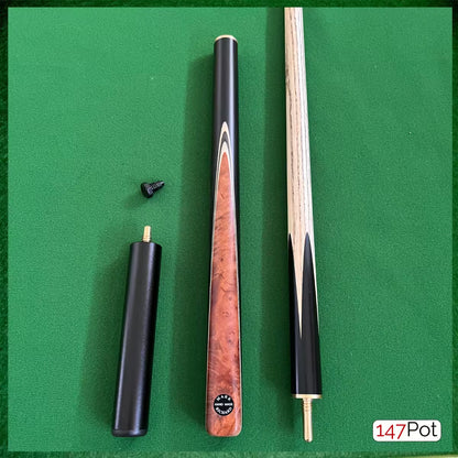 58" Burl Chestnut Inlay 3/4 Joint Elk Master 9.5mm Tip Snooker/Pool Cue