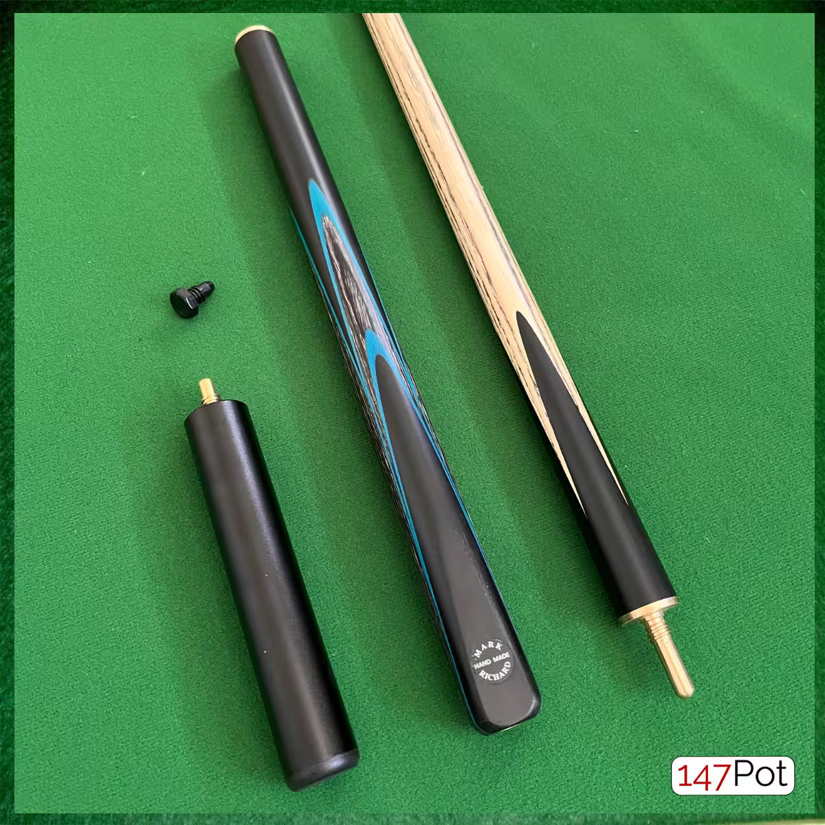 58" Blue Maple Veneer 3/4 Joint Elk Master 9.5mm Tip Snooker/Pool Cue