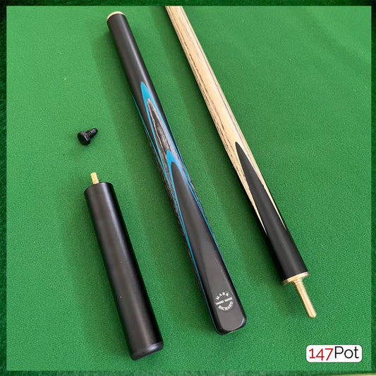 58" Blue Maple Veneer 3/4 Joint Elk Master 9.5mm Tip Snooker/Pool Cue