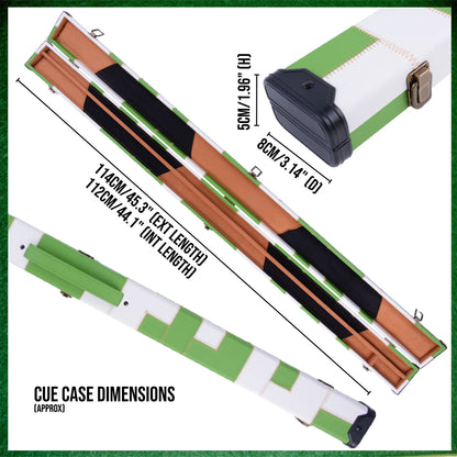 Green & White Patchwork Leatherette 3/4 Length 57" Snooker/Pool Cue Case