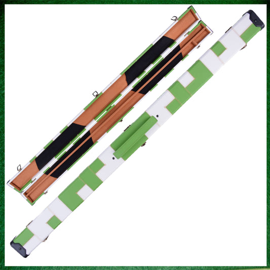 Green & White Patchwork Leatherette 3/4 Length 57" Snooker/Pool Cue Case