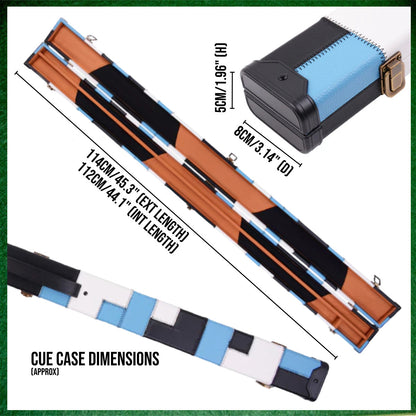 Black, Light Blue & White Patchwork Leatherette 3/4 Length 57" Snooker/Pool Cue Case