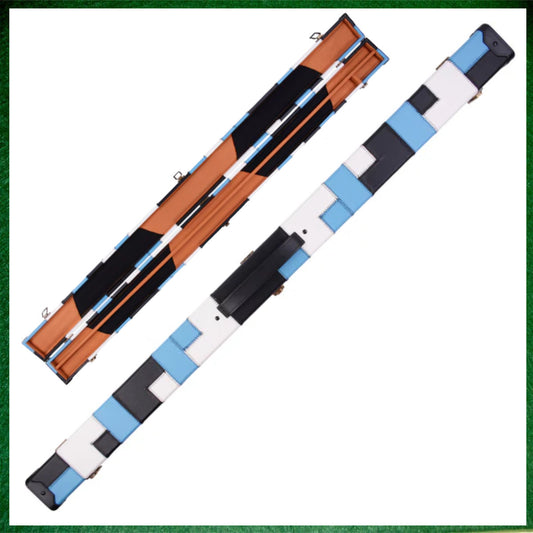 Black, Light Blue & White Patchwork Leatherette 3/4 Length 57" Snooker/Pool Cue Case