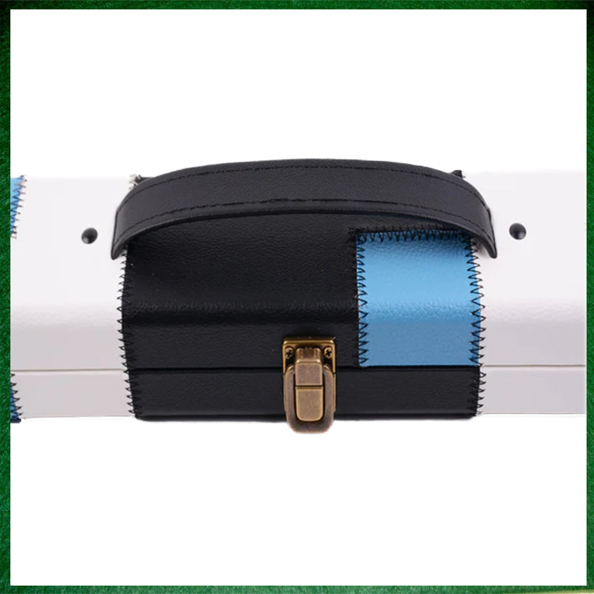 Black, Light Blue & White Patchwork Leatherette 3/4 Length 57" Snooker/Pool Cue Case