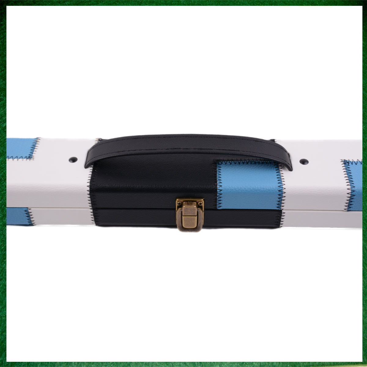 Black, Light Blue & White Patchwork Leatherette 3/4 Length 57" Snooker/Pool Cue Case