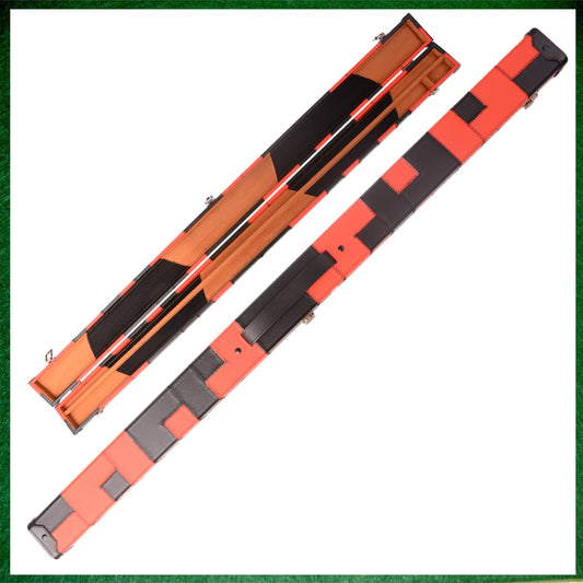 Black & Red Patchwork Leatherette 3/4 Length 57" Snooker/Pool Cue Case
