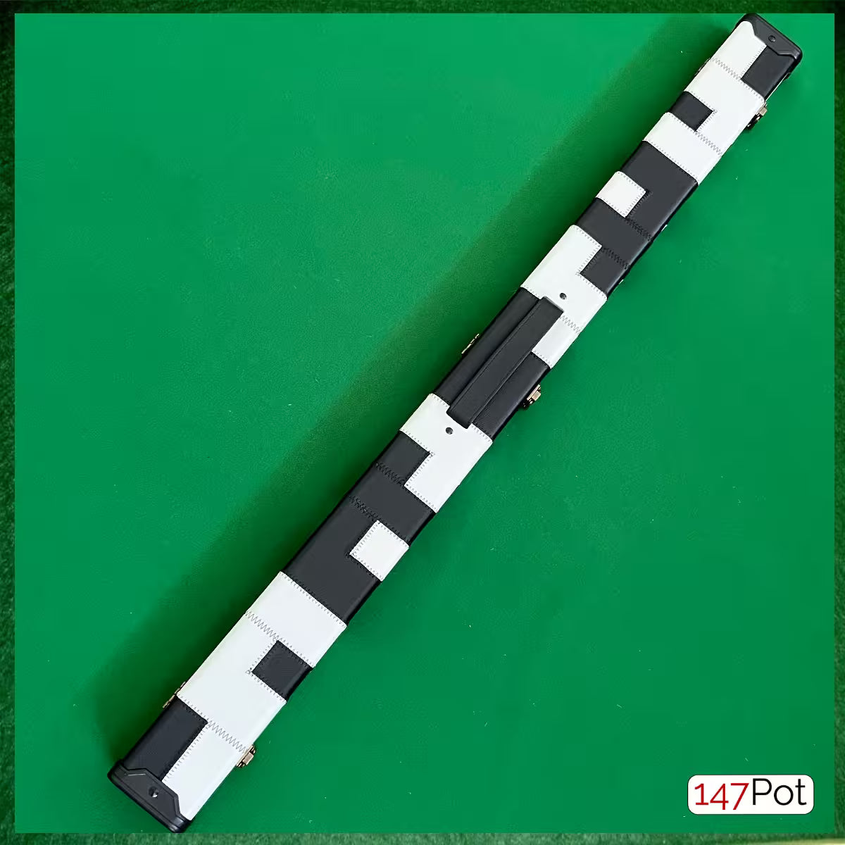 White & Black Block Patchwork Leatherette 3/4 Length 57/58" Snooker/Pool Cue Case