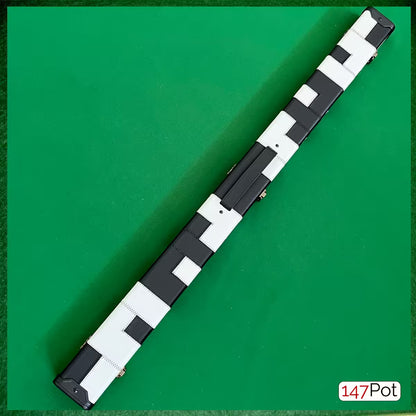 White & Black Block Patchwork Leatherette 3/4 Length 57/58" Snooker/Pool Cue Case