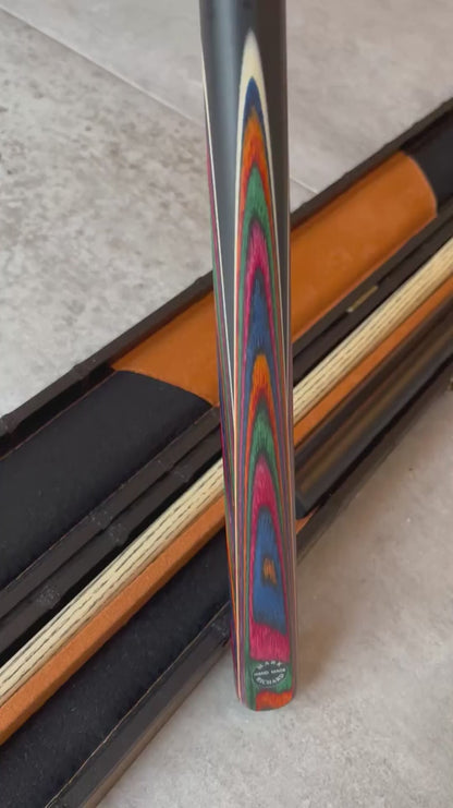 57" Snooker/Pool Cue + Case + Extensions Bundle :: Rainbow Multicolour
