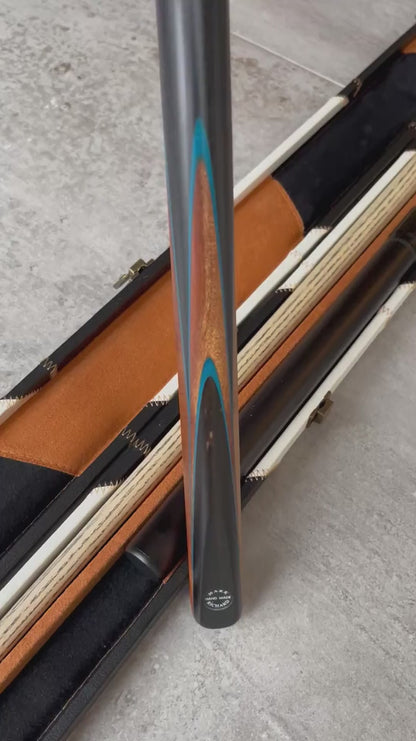 57" Snooker/Pool Cue + Case + Extensions Bundle :: Navy Inlay Style