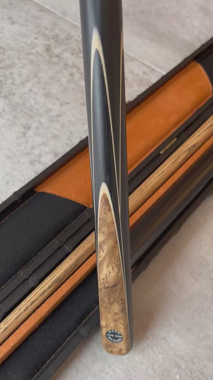 57" Snooker/Pool Cue + Case + Extensions Bundle :: Burl Spliced Style