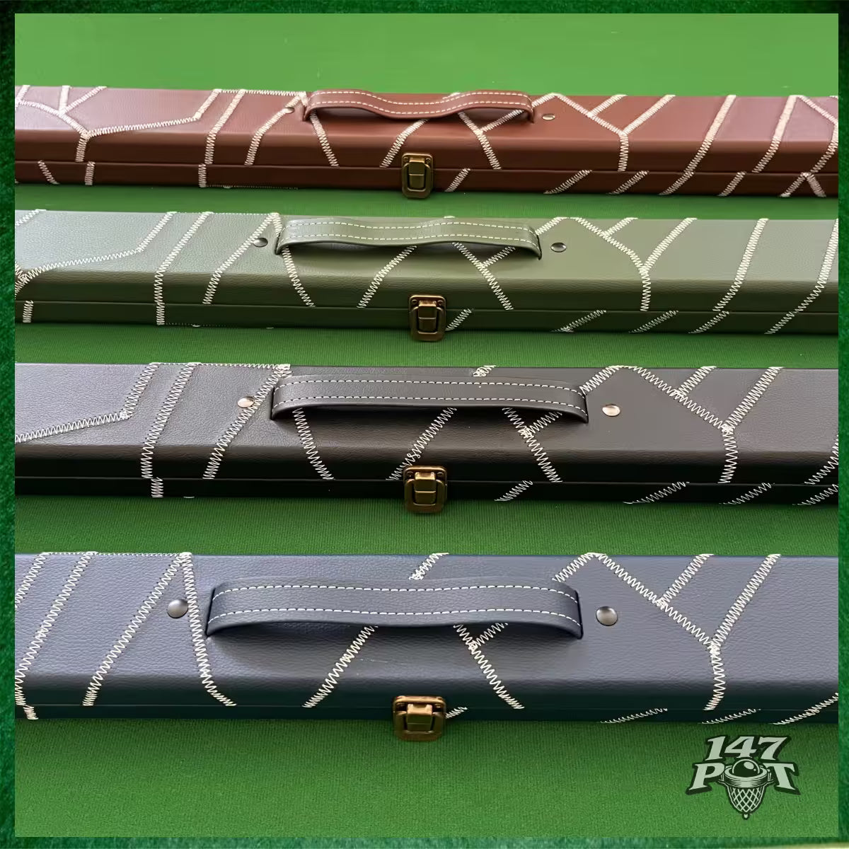 Brown & White Laced Leatherette 3/4 Length 57/58" Snooker/Pool Cue Case :: Max 117cm Shaft