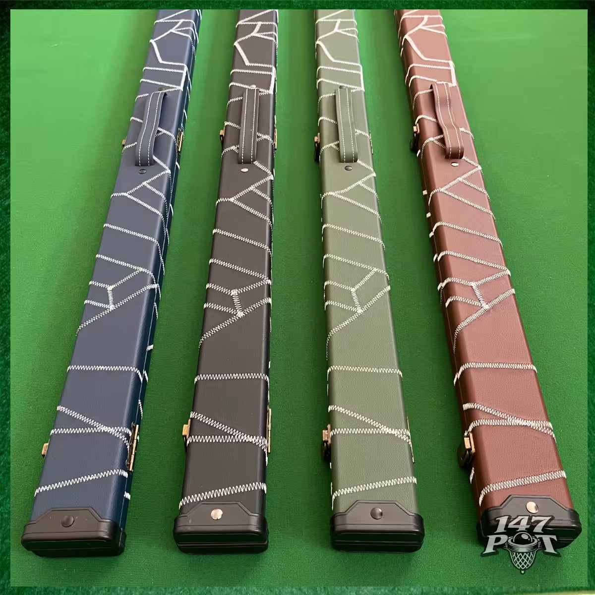 Brown & White Laced Leatherette 3/4 Length 57/58" Snooker/Pool Cue Case :: Max 117cm Shaft