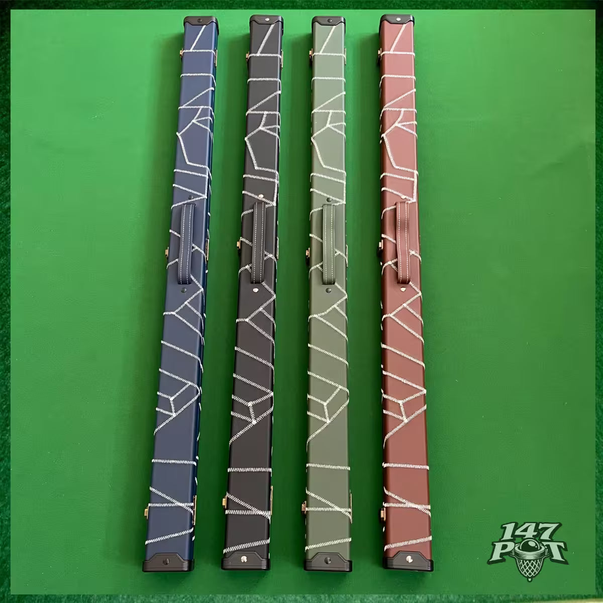 Brown & White Laced Leatherette 3/4 Length 57/58" Snooker/Pool Cue Case :: Max 117cm Shaft